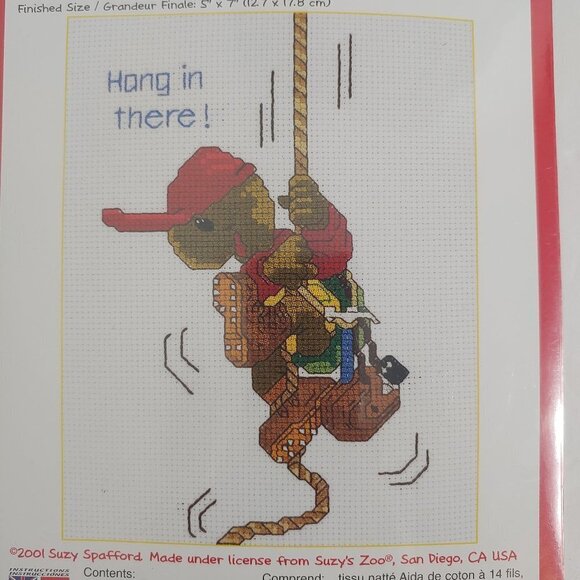 NWT Suzy's Zoo Embroidery Cross Stitch "Hang In There" Turtle Sew Craft Vintage - Picture 3 of 6